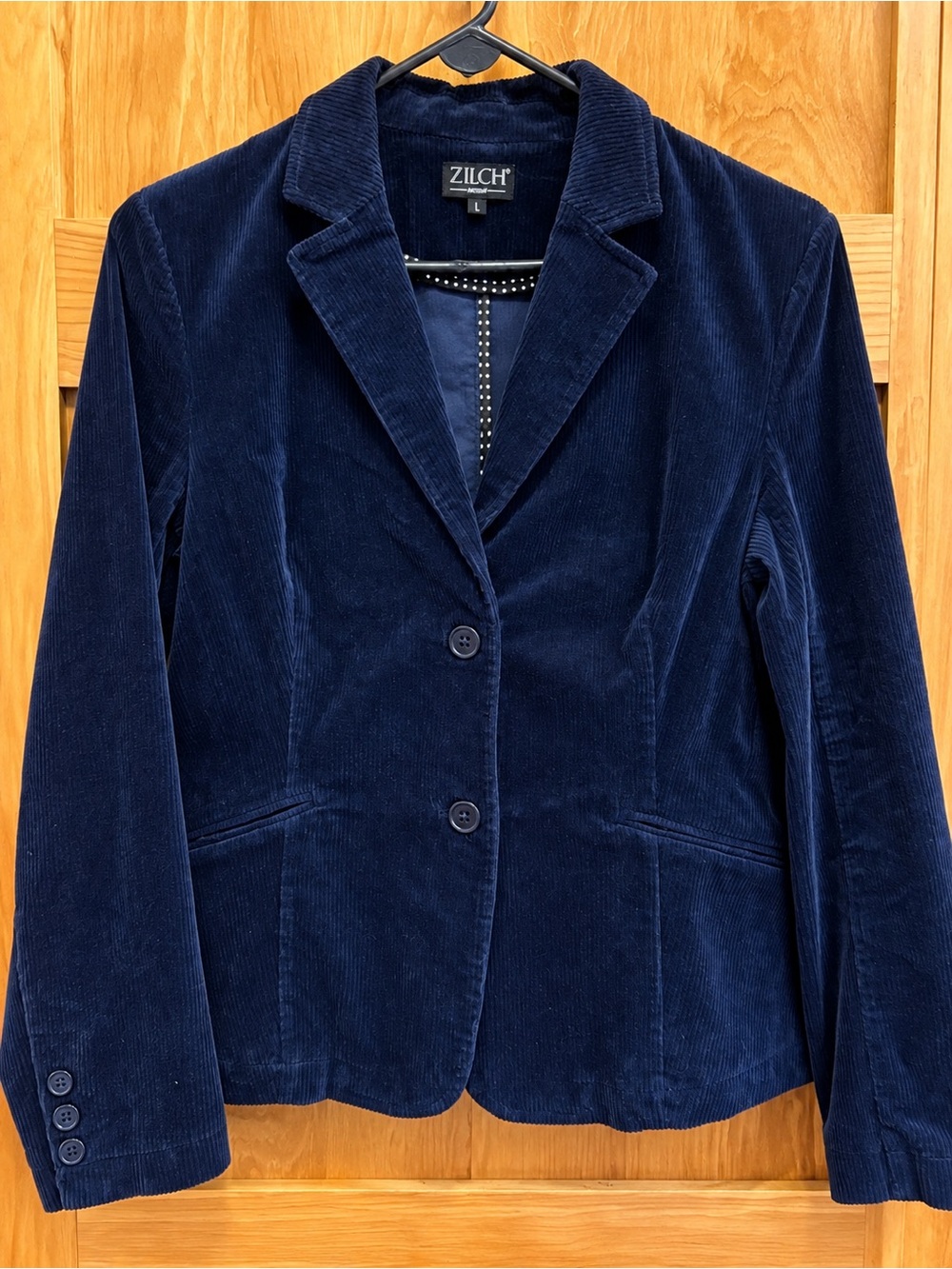 Zilch Amsterdam Navy Blue Corduroy Blazer Jacket Size S Preppy Classic Chic
